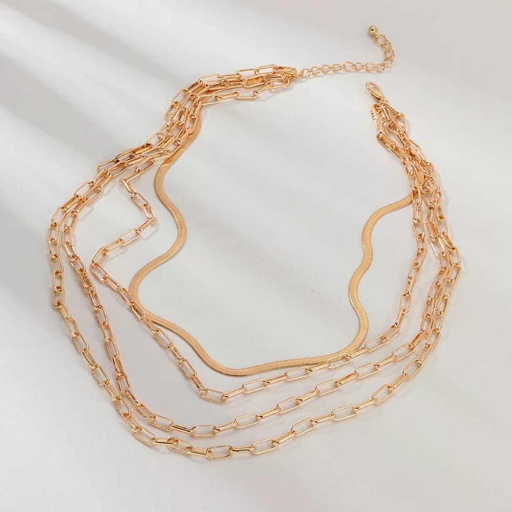 MULTILAYER CHUNKY CHAIN BIG PENDANT NECKLACE CHOKER - Picture 6 of 9